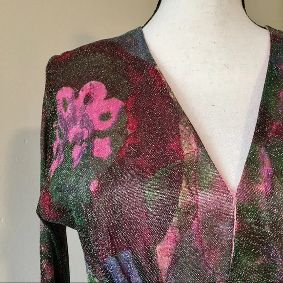 Vintage 70s Shimmer Abstract Maxi Dress - Picture 4 of 9